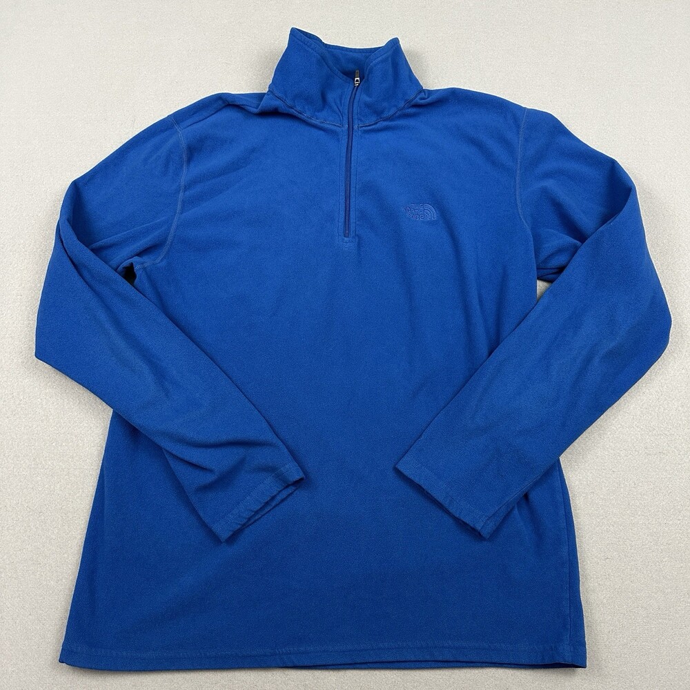 The North Face Sweater Men Large Blue 1/4 Zip Fleece Pullover Outdoor Hiking L